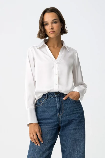 CAMISA SATINADA BLANCA MUJER 10063318_110