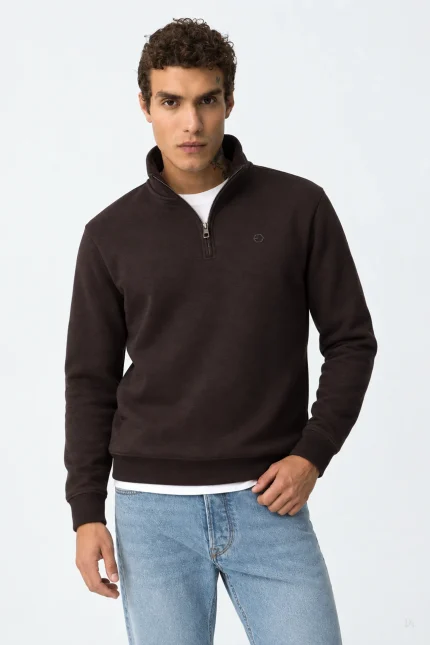 SUDADERA CON CREMALLERA MARRON CHOCOLATE HOMBRE 10066857_295 (1)