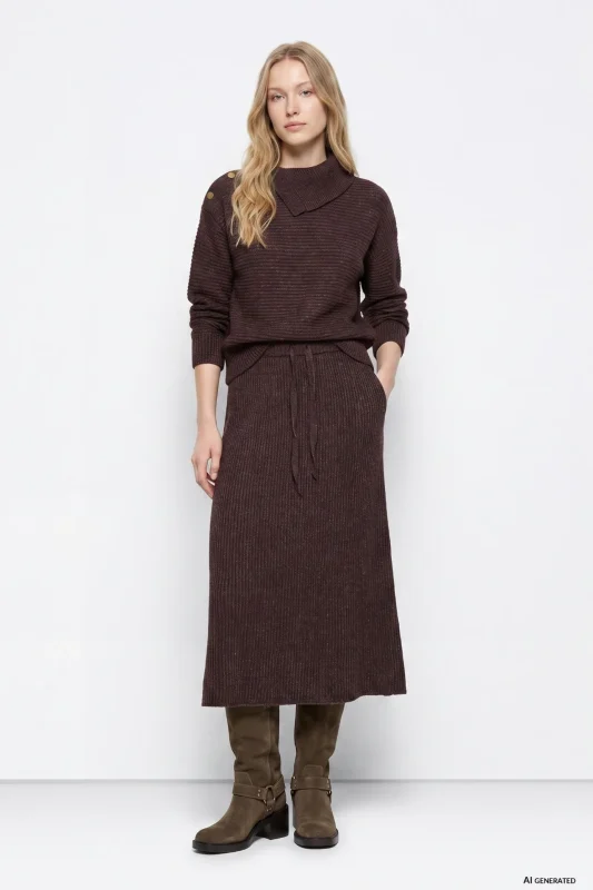 FALDA MIDI MARRON PUNTO MUJER 10067143_292 TIFFOSI BRUNOS (1)